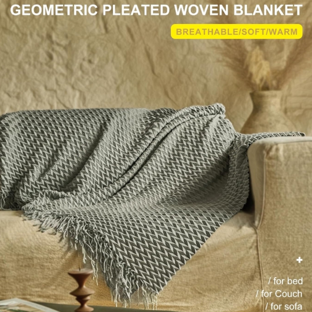🆕 ZonLi Fringed Throw, 50" x 70", perfect weight for all seasons